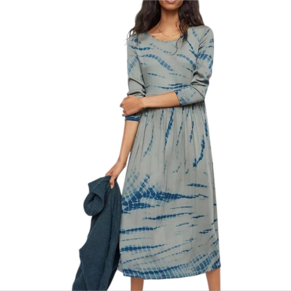 ANTHROPOLOGIE x Dolan Eliska Tie-Dye Maxi Dress size XS moss color and blue